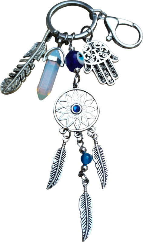 JNV Premium Stainless Steel Evil Eye With Dream Catcher Metal Key Chain