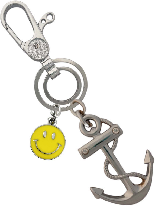 SHOKY LOOKS Beautiful Anchor With Smiley Full Metal Locking Lock Carabiner(Silver)