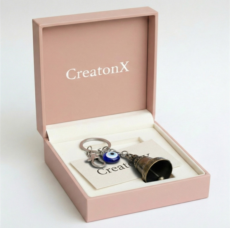 creatonX Guardian Bell Key chain for Bike & Car Tibetan Texture with Evil Eye Key Chain
