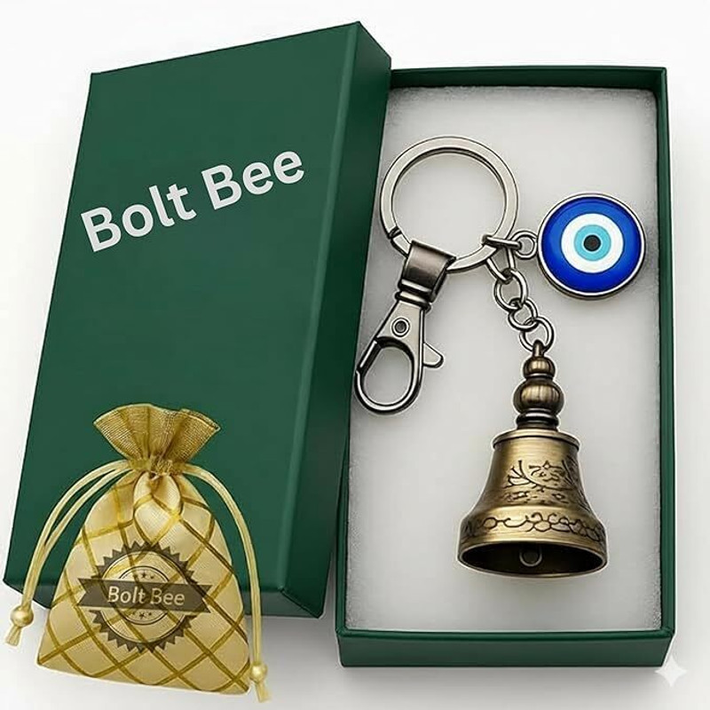 BOLT BEE Guardian Bell Gold KeyChain for Bike and Car Good Luck Key Chain