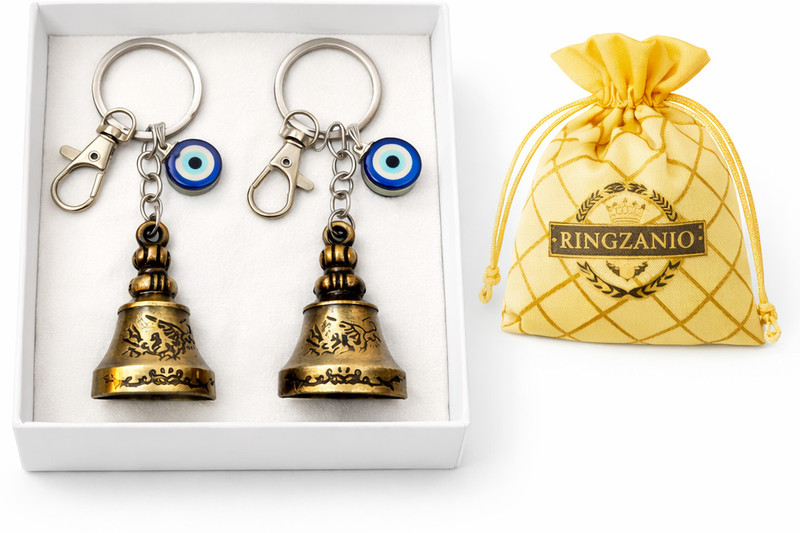 Ringzanio Guardian Bell Keychain | Evil Eye Protection Bell Keyring | Bell Keychain Bike Key Chain