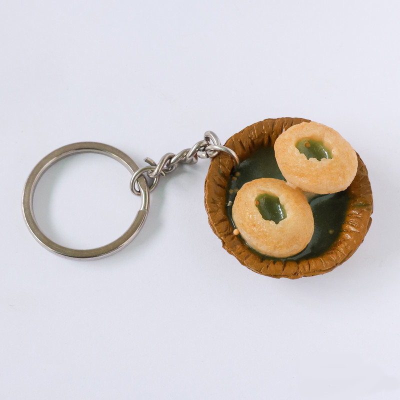 Esmaric Pani Puri Keyring | Miniature Food Keyring | Best gift item | Unique Handmade Key Chain