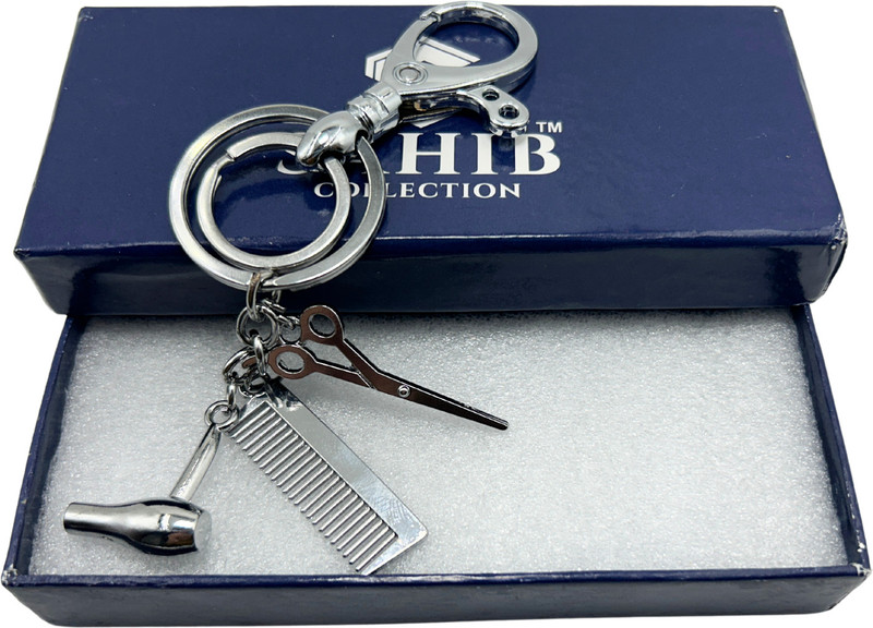 Sahib Collection Barber Set with P Hook Key Ring for Car Bike Office Bag Keys | Pack-1 Key Chain
