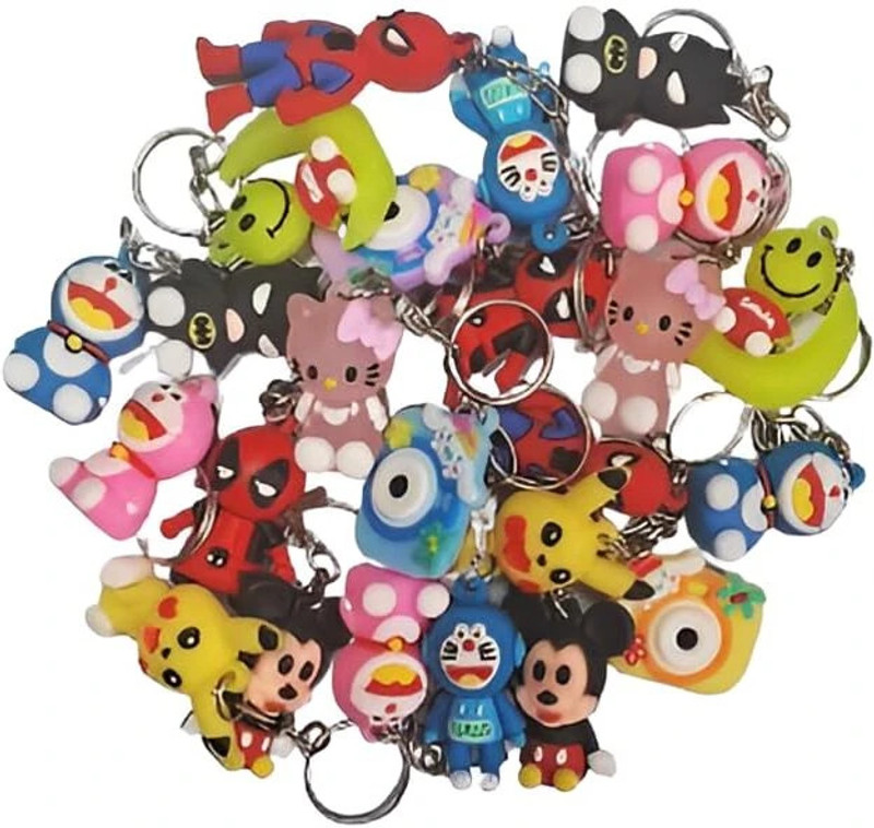 kst Cartoon silicon soft rubber keychains Set of 12pcs mix design Key Chain