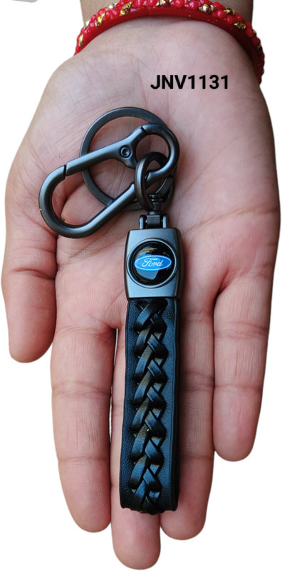 JNV Brown Leather Keychain Compatible With Ford Ecosport | Endeavour | Figo Car Key Chain