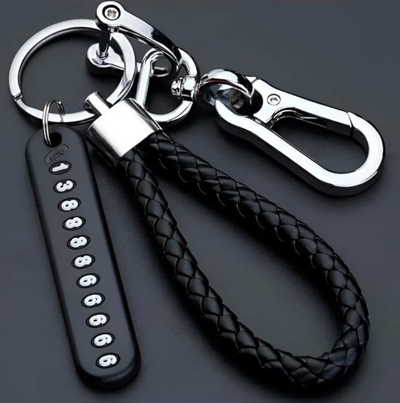 Keychain Anti Lost Key Rings| Phone Number Tag| Double Pendant for Car, Bike, Office Home Key Chain
