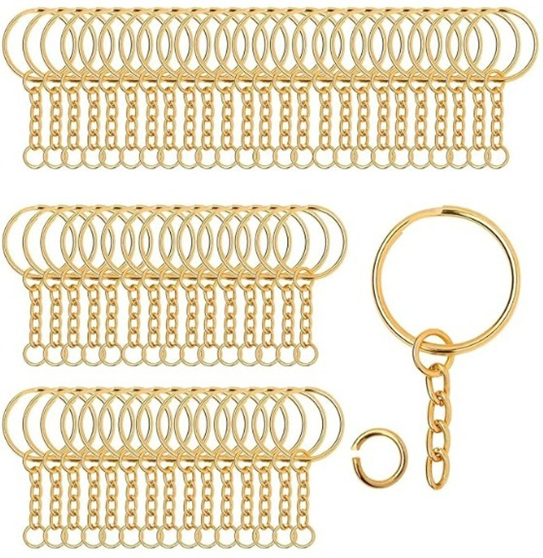 DINEZAAR Metal Split Key Ring with Chain for Keychain Making, DIY Crafts Key Chain