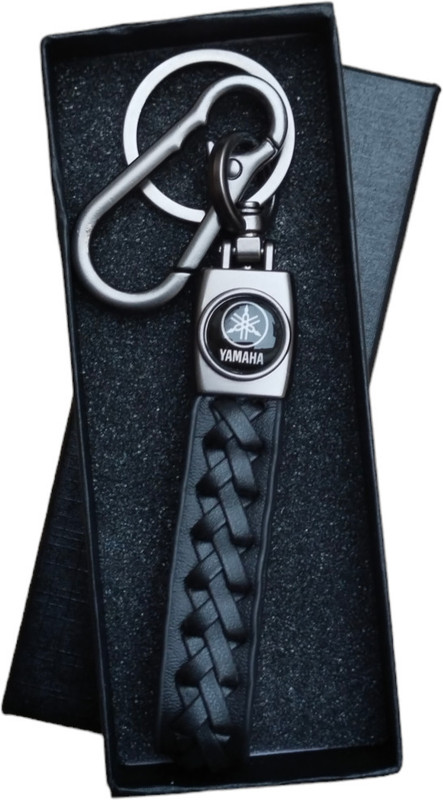 JNV Black Leather Keychain Compatible With Yamaha Bike R15 | MT 15 | FZ Bike Key Chain