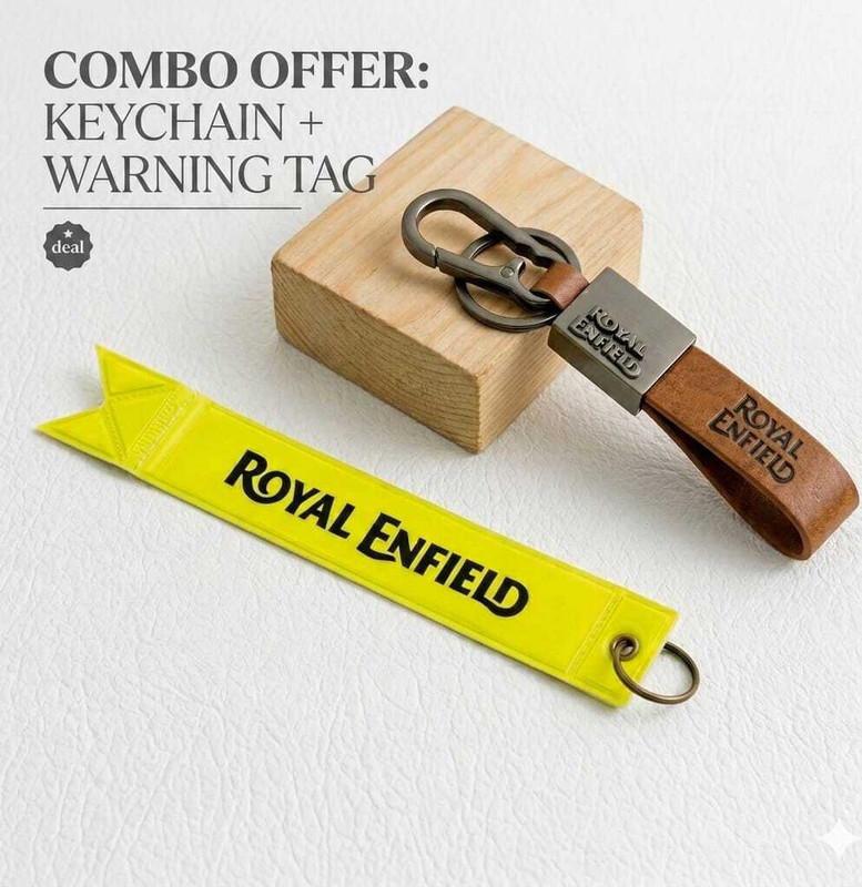Thevellahub Premium Leather Bike Keychain 360 degree rotatable Clip with royal enfield Logo Key Chain