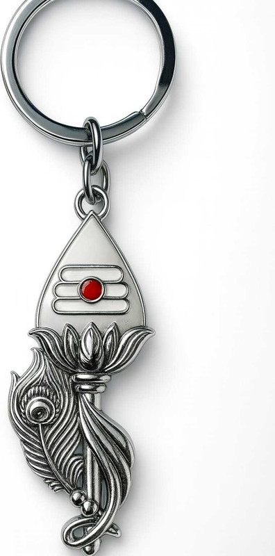TRENDiQ Lord Murugan Vel Keychain Silver Finish | Hindu God Kartikeya Spiritual Key Ring Key Chain