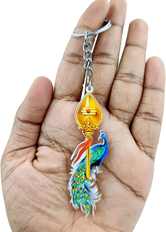 SIVAN CREATION Lord Murugan Om Vel with Peacock (Acrylic) Keyring for car,bike,men,women,gift Key Chain