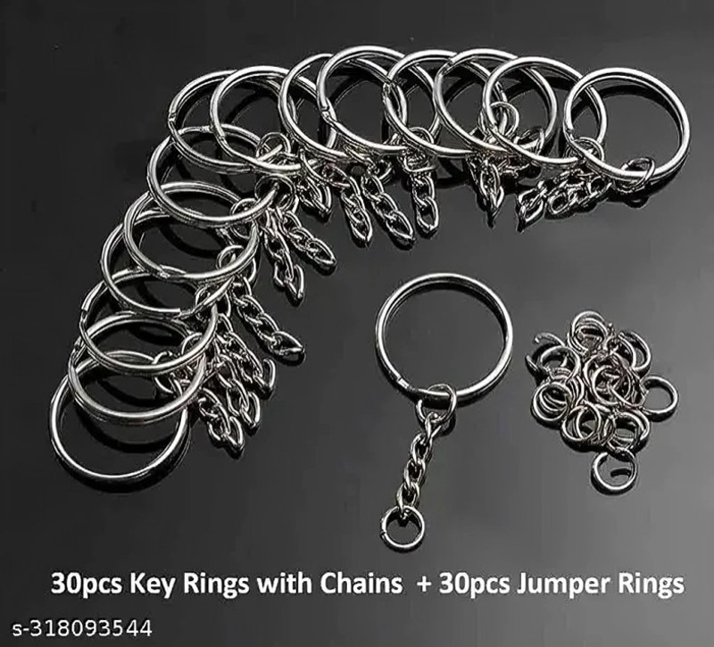 Keychain 30pc silver colour rounded keychian with ring Key Chain
