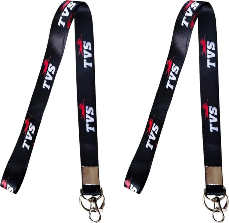 Deethyas Fashion Pack 2 T.V.S Bike Logo Printed Nylon Fabric Id Tag With Hook 18 Inches Long Key Chain
