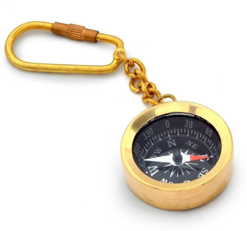 deawinecraft compass keychain eantique compass keychain brass coating brass Pocket Watch Chain