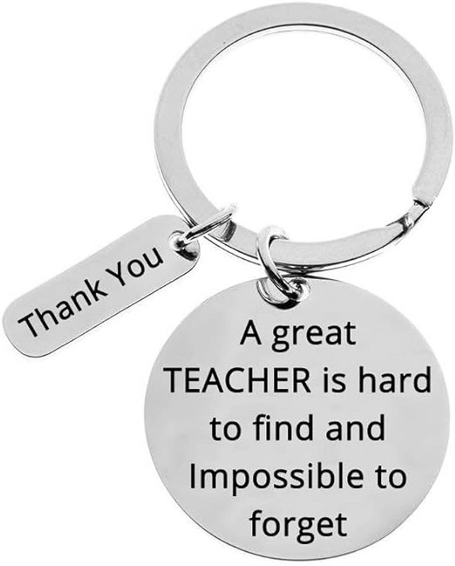 M Men Style Thank You- A Great Teacher Is Hard Silver Stainless Steel Keychain KeyS4 Key Chain