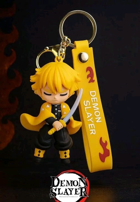 World Gift Mart Demon Slayer Anime Keychain | Zenitsu-Inspired Chibi Figure with Sword Key Chain