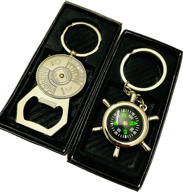 GKM 50 yrs Calendar Bottle Opener & Compass direction indicatir keychain Key Chain