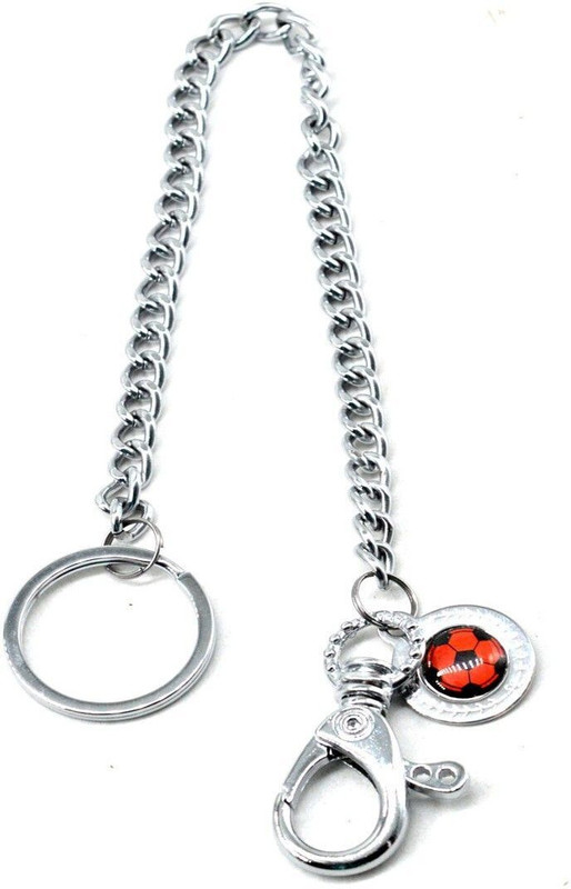 faynci FASHION SILVER LONG CHAIN CLASP FOOTBALL KEYRING METAL WAIST BELT KEYCHAIN Key Chain