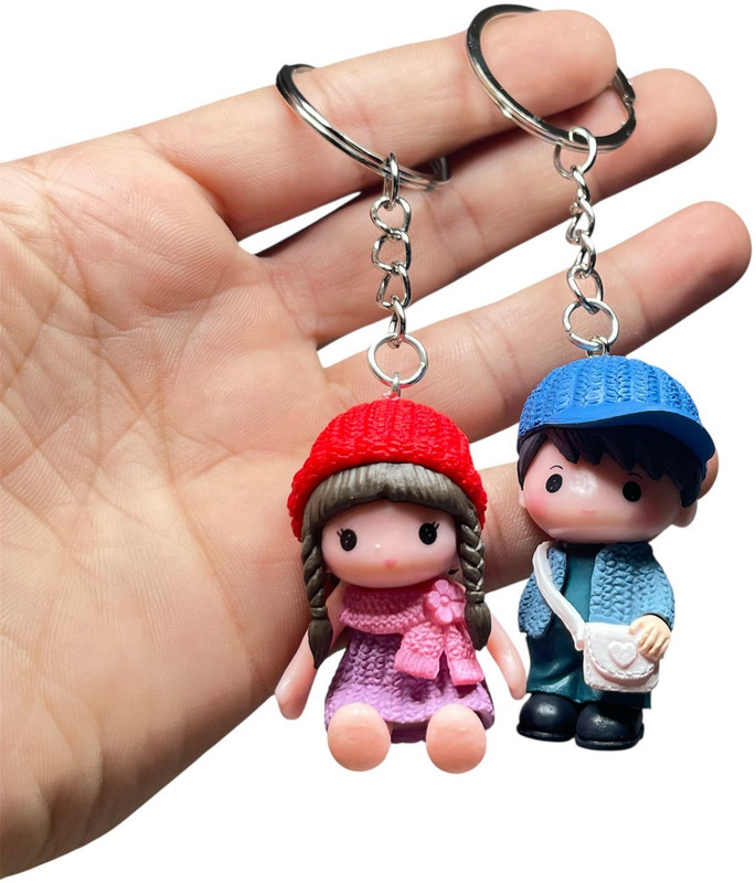 aflatunfashion Valentine Love Couple Keychain – Cute Romantic Boy Girl Cartoon Keyring Key Chain