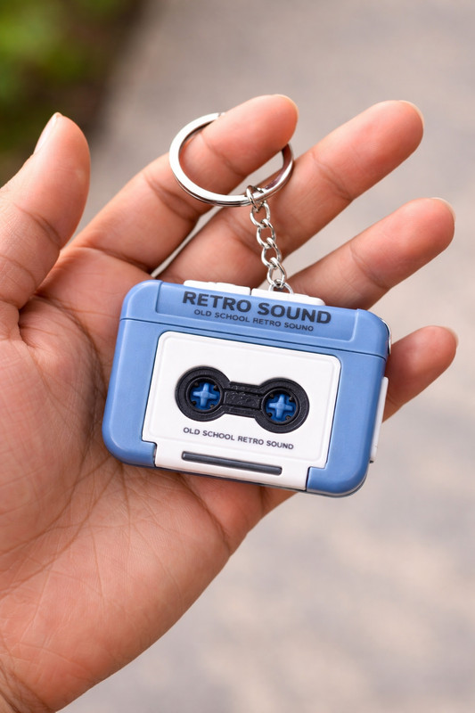 Toonzie Creative Mini Tape Recorder Keychain-Retro Cassette Player Portable Keychain Key Chain