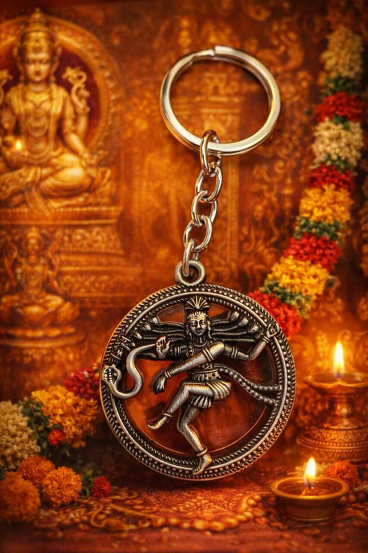 TRENDiQ Antique Silver Lord Shiva Nataraja Keychain – Divine Symbol of Balance,Positive Key Chain