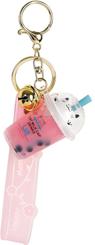gustave Cute Bubble Tea Cup Keychain Pink Key Chain