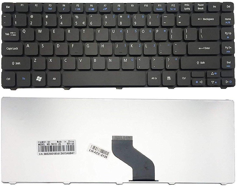 SOLUTIONS-365 COMPATIBLE LAPTOP KEYBOARD FOR Acer 3810t 4736 WITHOUT BACKLIT BLACK US Internal Laptop-size Laptop Keyboard Compatible with Desktop, Laptop, Mac(Black, Backside Silver)