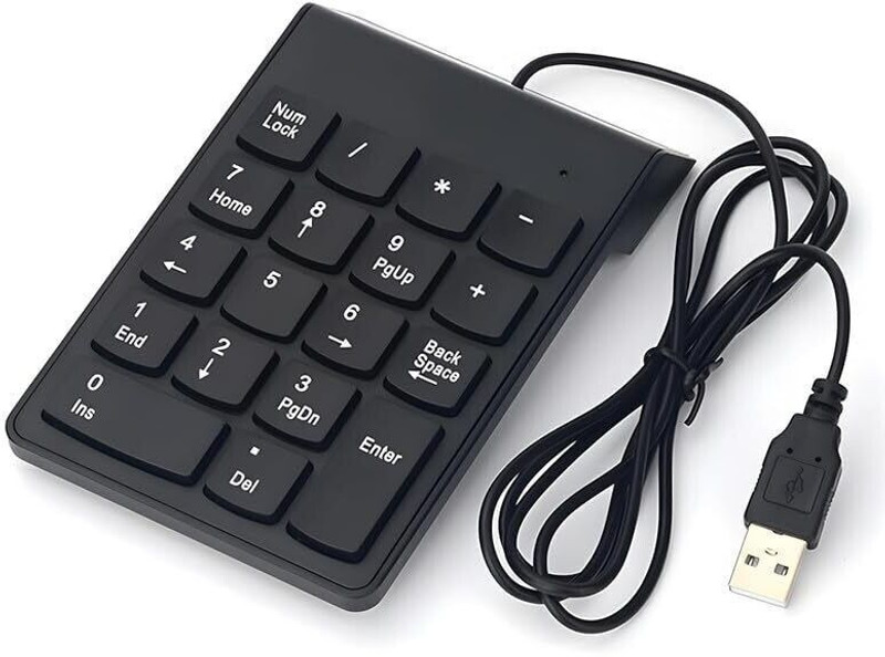 Imaashi 18 Keys Portable USB Numeric Keypad - Ultra-Slim Wired Number Pad for PC Laptop Keyboard Replacement Key