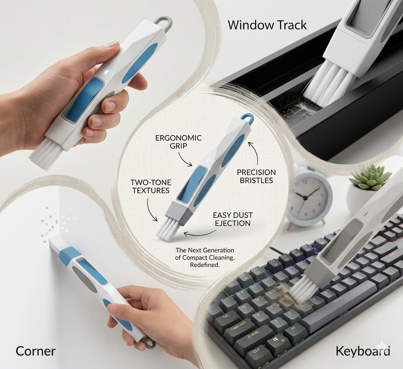 Buy Trendy nook 2 In 1 Multi-Function Plastic Window Slot Wardrobe Dust Removal Cleaning Brush Laptop Keyboard Replacement Key