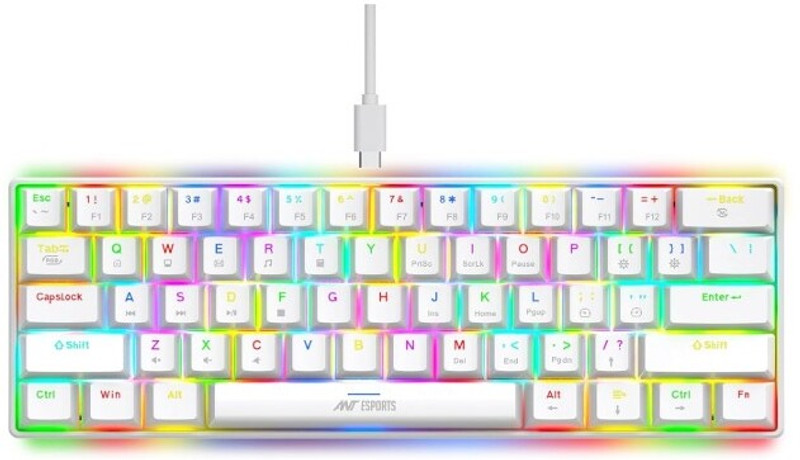 Ant Esports MK700 V2 TKL Wired Gaming Keyboard -White Wired USB Standard Gaming Keyboard Compatible with Laptop, Desktop(Mercury)