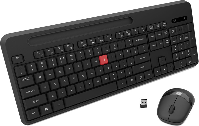 iBall ClickSet S450 (Mint i9) Wireless, Bluetooth Standard Desktop Keyboard Compatible with Desktop, Mac Full size 104 keys, Retractable Stand, Mobile Slot, 1200 DPI Mouse, 3 Buttons, High Precision(Black)