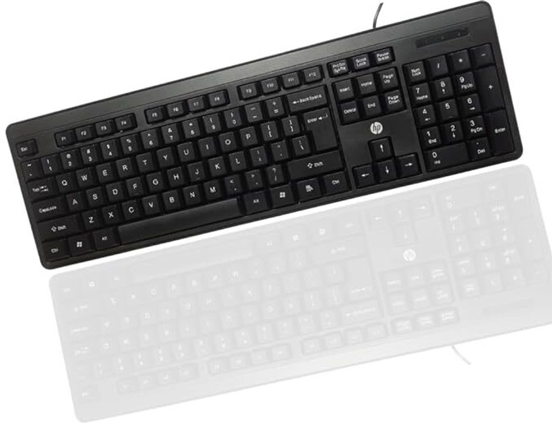 HP K100/7J4G1AA Wired USB Standard Multi-device Keyboard Compatible with Desktop, Laptop, Mac Quick, Comfy and Accurate, USB Plug & Play Setup with LED Indicators(Black)