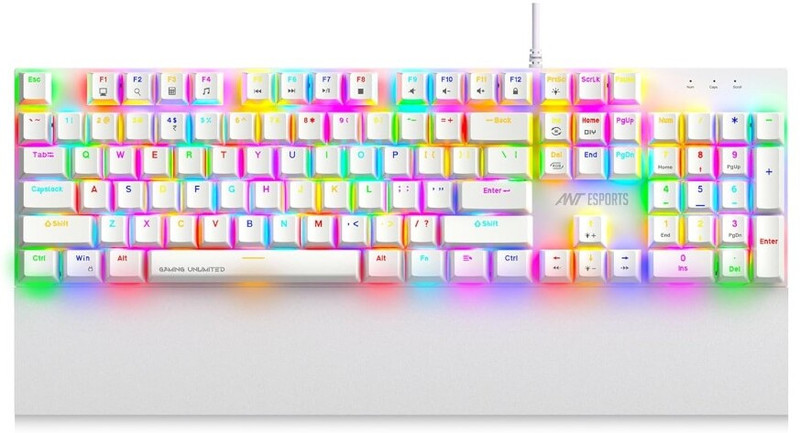 Ant Esports MK700 V2 TKL Wired Gaming Keyboard -White Wired USB Standard Gaming Keyboard Compatible with Laptop, Desktop(Mercury)