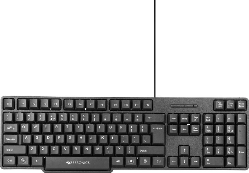 ZEBRONICS Zeb-K 65 Wired USB Standard Desktop Keyboard Compatible with Desktop, Laptop(Black)