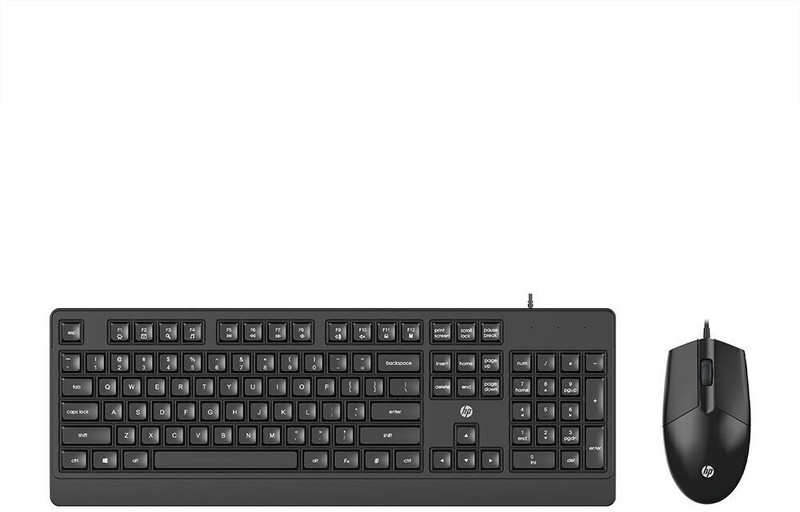HP KM180 Keyboard & Mouse Wired USB Standard Desktop Keyboard Compatible with Desktop, Laptop, Mac 1600 DPI Mouse, 12 fn keyboard shortcuts, 1 yr warranty(Black)