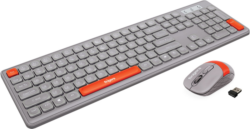 FINGERS Exquisite Combo – Rangeela Series Wireless Standard Multi-device Keyboard Compatible with Desktop, Laptop, Mac Exquisite Combo - Rangeela Series(Pearl Grey, Orange)