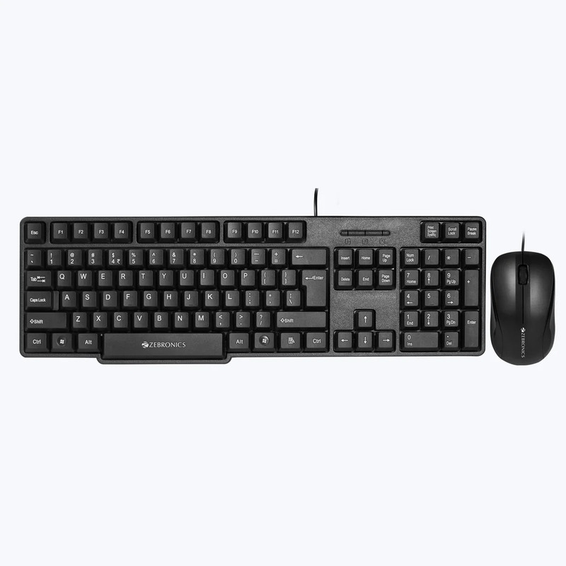 ZEBRONICS Zeb-K20 Keyboard and BYTE Wired Mouse Combo Set Wired USB Standard Desktop Keyboard Compatible with Desktop, Laptop, Mac(Black)