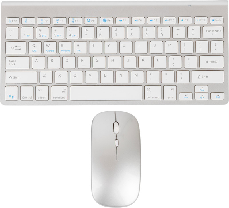 REMICH Ultra-Slim Wireless Keyboard and Mouse Combo, Battery Operated 2.4GHz Keyboard Wireless Standard Desktop Keyboard Compatible with Desktop, Laptop, Mac, Tablet(White)