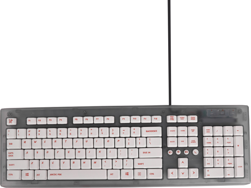 Arctic Fox Crystal Translucent Grey Wired USB Standard Desktop Keyboard Compatible with Desktop, Laptop, Mac stand support,multimedia_keys,Crystal Wired Keyboard(Grey)