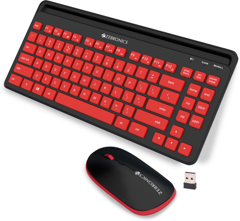 ZEBRONICS ZEB-Companion 114 Mouse Set Wireless Standard Desktop Keyboard Compatible with Desktop, Laptop, Mac Easy to Use,Plug and Play,Quick, Comfy Durable body(Red&Black)