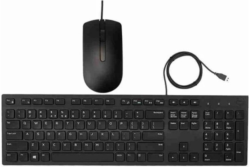 DELL USB Wired Keyboard and Mouse Set (Black) KB216+MS116 Wired USB Standard Desktop Keyboard Compatible with Desktop, Laptop(Black)
