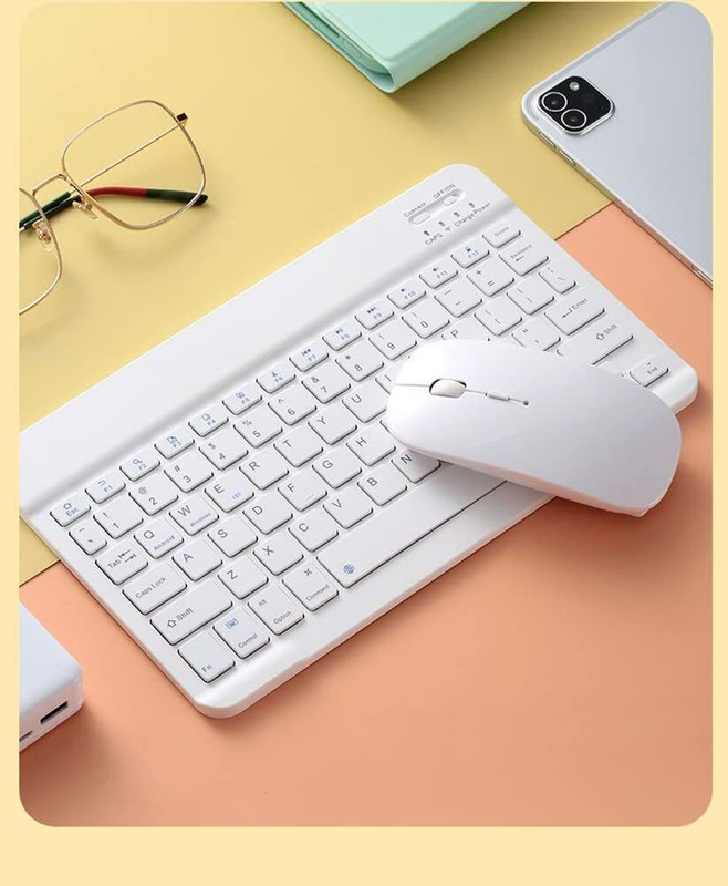 TECNOLOGIA Wireless Keyboard 2.4 GHz & Bluetooth 5.0 Connectivity, Noiseless Experience, Wireless Handheld Desktop Keyboard Compatible with Laptop(White)