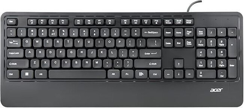 Acer Wired Keyboard with Palm Rest |Co-Pilot Shortcut Key | Rupee ₹ Symbol Wired USB Standard Desktop Keyboard Compatible with Laptop, Desktop(Black)