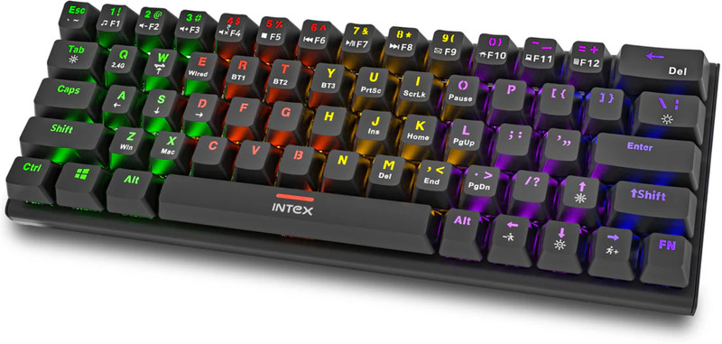 Intex Caliber Plus Mechanical Wireless Keyboard IT-WLKBM02 Wireless Laptop-size Desktop Keyboard Compatible with Desktop, Laptop, Mac(Black)