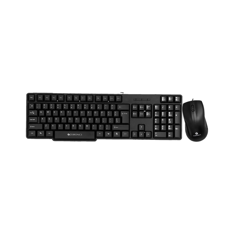ZEBRONICS Zeb-Judwaa 750 Combo Wired USB Standard Desktop Keyboard Compatible with Desktop, Laptop, Mac with 104 Keys and a USB Mouse with 1200 DPI(Black) - 43% off at DetectaDeal