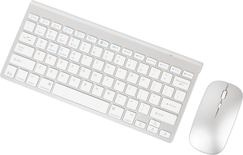FosCadit 2.4G Mini USB Keyboard with Silent Mouse Combo for Laptop/Desktop Wireless Standard Multi-device Keyboard Compatible with Desktop, Laptop, Mac(Silver)