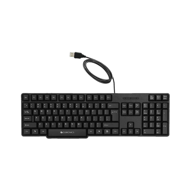 ZEBRONICS Zeb-K20 / Zeb-K65 Wired USB Standard Desktop Keyboard Compatible with Desktop, Laptop, Mac UV Coated Keys, USB Interface, Retractable Stand, Plug and Play(Black) - 25% off at DetectaDeal