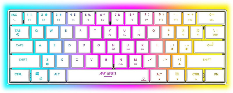 Ant Esports MK 1500 Mini / 60% Pro RGB, Type-C Charging, 1000 mAh battery, Membrane Wireless Tenkeyless Gaming Keyboard Compatible with Desktop, Laptop, Mac Easy to Use,Plug and Play,Quick, Comfy Durable body(White)