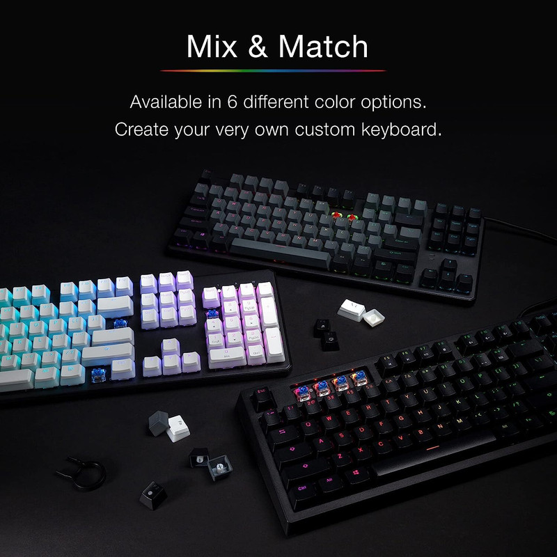 Etzin Pudding PBT Keycaps 129 Double Shot Translucent ANSI US & ISO Layout (Black) Wireless Standard Gaming Keyboard Compatible with Desktop, Laptop, Mac(Black)