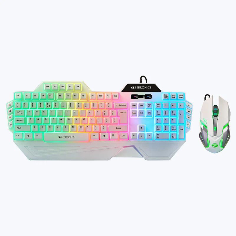 ZEBRONICS Optimus Gaming Keyboard Mouse Combo Wired USB Standard Gaming Keyboard Compatible with Desktop, Laptop, Mac(White)